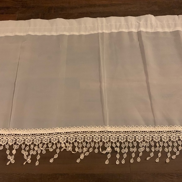 ❤️Elegant White Sheer Valance with Lace Trim 50”x22” SET OF THREE - Picture 1 of 11